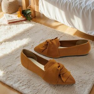 Elegant Mustard Bow Flats